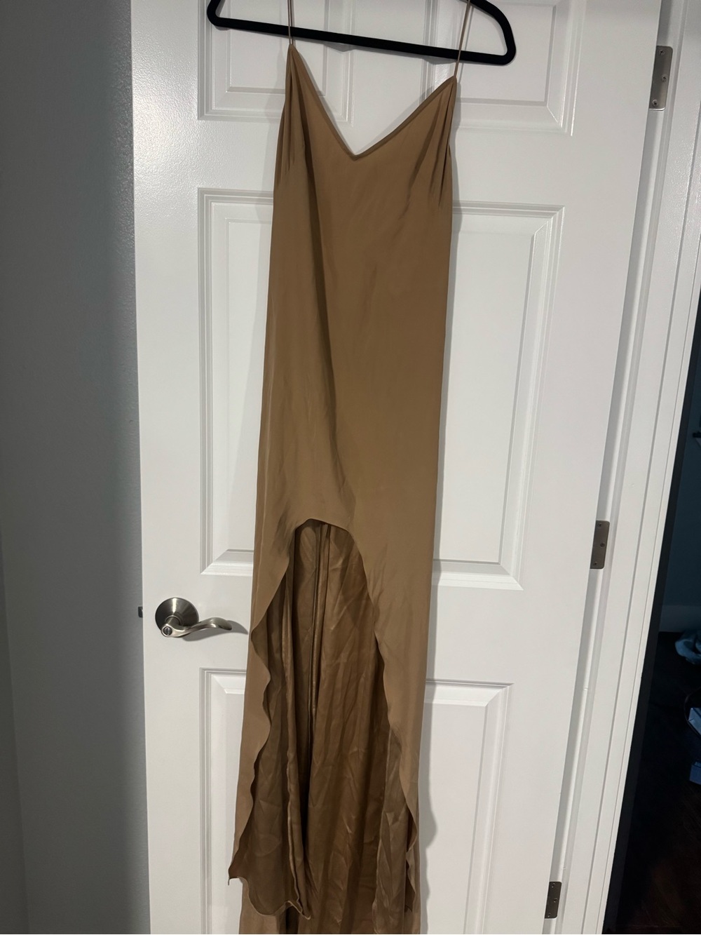 Rue De Seine camel brown silk slip dress